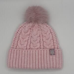 Victoria's Secret Beanie Hat Women's Pretty Pink Cozy Cable-Knit Pom NWT